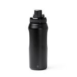 Recycelte Edelstahlflasche mit transparentem Deckel 600 ml farbe schwarz zweite Ansicht