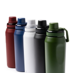 Recycelte Edelstahlflasche mit transparentem Deckel 600 ml farbe weiß erste Detailansicht