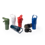 Thermoflasche aus recyceltem Edelstahl mit Druckknopföffnung 550 ml farbe rot vierte Detailansicht