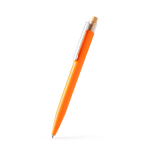 Kugelschreiber mit Metallclip und Bambusdrücker, blaue Tinte farbe gelb erste Gebrauchsansicht