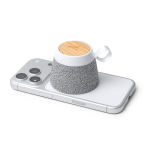 Kabelloser Lautsprecher mit Bambusgehäuse und Magnethalterung 5 W farbe hellgrau erste Detailansicht