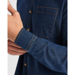 Jeanshemd aus Baumwolle mit Stretchgewebe 210g/m² Roly Direct Lujan farbe jeansblau zweite Detailansicht