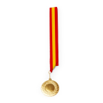 Metallmedaille mit Polyesterband und Befestigungskarabiner Ø5 cm farbe dunkelrot zweite Ansicht