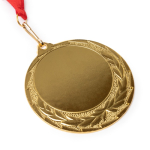 Metallmedaille mit Polyesterband und Karabinerhaken Ø7 cm farbe rot erste Detailansicht