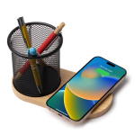 Stiftehalter Multifunktion mit kabellosem Laden 15 W Bambus farbe natürliche farbe erste Detailansicht