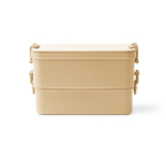 Lunchbox aus Kunststoff mit zwei Fächern und Besteck 2,3 L farbe beige zweite Ansicht