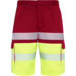 Zweifarbige Warnschutz-Shorts mit vielen Taschen, Unisex, Roly Lada farbe rot erste Gebrauchsansicht