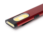 Taschenlampe doppelt ultraflach Aluminium mit Magnet und Clip farbe rot erste Detailansicht