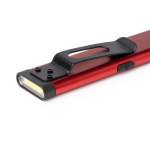 Taschenlampe doppelt ultraflach Aluminium mit Magnet und Clip farbe rot dritte Detailansicht