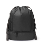 Verstellbarer Kordelrucksack aus 600D-Polyester mit Schuhfach farbe schwarz zweite Ansicht