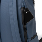 Rucksack aus Kunstleder mit Diebstahlschutzfach und Schuhfach 9” farbe marineblau erste Detailansicht