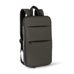 Rucksack aus Kunstleder für Laptop mit zwei Fächern 15” farbe dunkelgrün erste Gebrauchsansicht