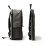 Rucksack aus Kunstleder für Laptop mit zwei Fächern 15” farbe dunkelgrün dritte Ansicht