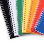 A5-Notizblock mit Ringbindung aus recyceltem Kunststoff, kariert farbe gelb erste Detailansicht