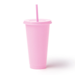 Mehrwegbecher recycelt mit Deckel und Strohhalm 710 ml farbe rosa zweite Ansicht