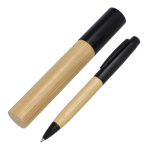 Metallkugelschreiber mit Bambus und Röhrenetui farbe schwarz zweite Ansicht