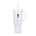 Thermobecher 1 l mit Griff und Strohhalm, dicht Ansicht mit Druckbereich