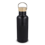 Isolierflasche mit Bambusdeckel und Henkel, 500 ml farbe schwarz