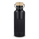 Isolierflasche mit Bambusdeckel und Henkel, 500 ml farbe schwarz zweite Ansicht