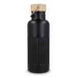 Isolierflasche mit Bambusdeckel und Henkel, 500 ml farbe schwarz dritte Ansicht