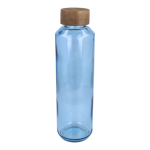 Glasflasche recycelt mit Holzverschluss, 650 ml farbe transparentes hellblau