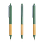 Kugelschreiber mit Bambus Griff und transparentem Clip farbe grüne pistazie