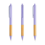 Kugelschreiber mit Bambus Griff und transparentem Clip farbe violett