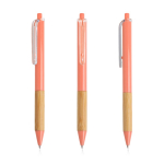 Kugelschreiber mit Bambus Griff und transparentem Clip farbe hellrosa