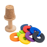 Korken für Flasche mit farbigen Glasmarkier-Ringen