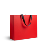 Premium Papiertüte matt mit Stoffgriffen und Seitenfalte farbe rot