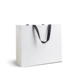 Premium Papiertüte matt mit Stoffgriffen und Seitenfalte farbe weiß