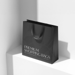 Premium Papiertüte matt mit Stoffgriffen und Seitenfalte