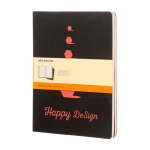 Moleskine Cahier Notizbuch mit abgerundeten Ecken farbe schwarz Ansicht mit Siebdruck