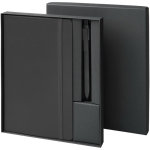 Geschenkset aus Hardcover-Notizbuch und Stift mit schwarzer Tinte farbe schwarz