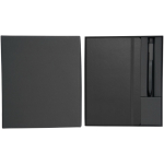 Geschenkset aus Hardcover-Notizbuch und Stift mit schwarzer Tinte farbe schwarz dritte Vorderansicht