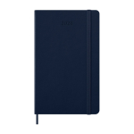 Papieragenda in Lederoptik mit Tagesansicht und Hardcover Moleskine farbe blau zweite Vorderansicht