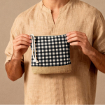 Kulturbeutel aus recycelter Baumwolle und Jute 220 g/m² farbe schwarz vierte Ansicht