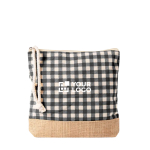 Kulturbeutel aus recycelter Baumwolle und Jute 220 g/m² farbe schwarz Ansicht mit Druckbereich