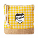 Kulturbeutel aus recycelter Baumwolle und Jute 220 g/m² farbe gelb zweite Ansicht