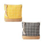 Kulturbeutel aus recycelter Baumwolle und Jute 220 g/m² farbe gelb vierte Ansicht