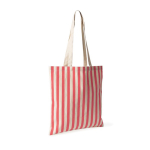 Tasche aus recycelter Baumwolle mit Streifendesign 180 g/m² farbe korallenrot erste Ansicht