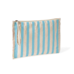 Kulturbeutel aus recycelter Baumwolle mit Handschlaufe farbe pastellblau erste Ansicht