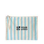 Kulturbeutel aus recycelter Baumwolle mit Handschlaufe farbe pastellblau Ansicht mit Druckbereich