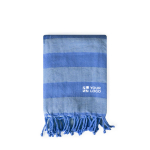 Gestreifter Pareo aus recycelter Baumwolle 340 g/m² farbe blau Ansicht mit Druckbereich