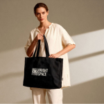 Oversize-Tasche aus recycelter Baumwolle mit Bodenfalte farbe schwarz dritte Ansicht