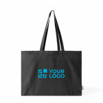 Oversize-Tasche aus recycelter Baumwolle mit Bodenfalte farbe schwarz Ansicht mit Druckbereich