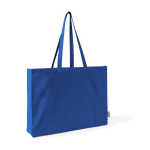 Oversize-Tasche aus recycelter Baumwolle mit Bodenfalte farbe blau erste Ansicht