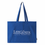 Oversize-Tasche aus recycelter Baumwolle mit Bodenfalte farbe blau vierte Ansicht