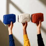 Kulturbeutel aus Nylon und Polyester mit Reißverschluss farbe beige vierte Ansicht