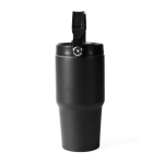 Thermosflasche aus recyceltem Edelstahl mit Auslaufschutz 600 ml farbe schwarz erste Ansicht